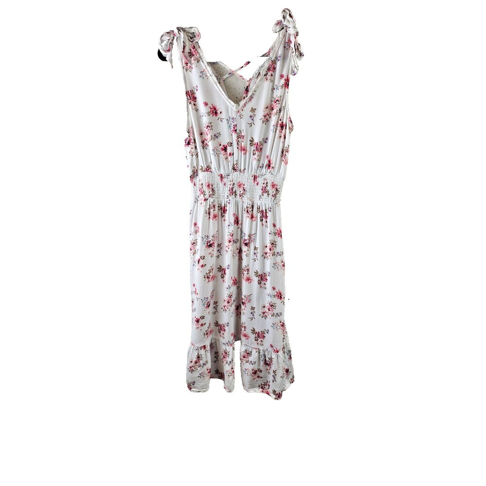 American Rag Womens sz M  Dress White Pink Floral Sleeveless Maxi Dress